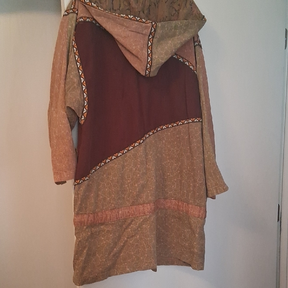 Boho Patchwork Hooded 1970s 80s Jacket in Earth Tones - Picture 15 of 16
